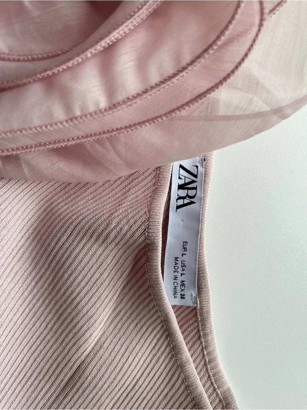 Zara One-Shoulder Ribbed Tank Top - Light Pink - Picture 2 of 3